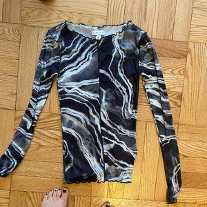 Topshop Marble Print Long Sleeve Top